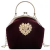 Abendtaschen 2022 Femme Retro Samt Perle Handtasche Vintage Velour Herz Design Tasche Hochzeit Party Braut Kupplung Abzeichen Geldbörse227W