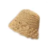 Berets Sommer Hüte Für Frauen Mode Stroh Kappe Erwachsene Einfarbig Punkt Top Beanie Outdoor Warme Dicke Damen Skullcap Frühling tragen