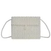 Bolso de perlas tejido hecho a mano para mujer Bolsos de hombro para teléfono celular con cuentas y lápiz labial blanco 240301