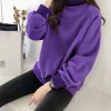 Tröjor tröjor kvinnor 4xl lapptäcke tjock estetik harajuku lös Turtleneck Women Street Style Trendy Korean Fashion Simple New New