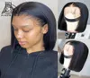 Pelucas frontales de encaje Bob corto Pelucas de cabello humano con frente de encaje brasileño 13x4 Nudo blanqueado prearrancado recto con pelo de bebé Full5651361