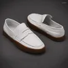 Casual Shoes British Handmade Men White High Quality Real Leather Loafers Luxury Designer Breathable