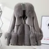 Haining 2024 Winter Fox Grass Short Sheepskin Goose Down Leather And Fur Integrated Coat For Women 825540