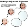 Mini draagbare opvouwbare reiszak make-upspiegel met led-licht rond handheld compact 10x vergrotende roze zwarte make-upspiegels 240228