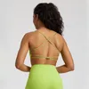 Yoga Outfit SHINBENE Super Cloud Scoop Neck Bra Women Cross Back Backless Sport Bras Padded Workout Top