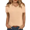 T-shirt da donna manica corta scollo a V top primaverili T-shirt basic allentata casual top camicetta moda donna per Y2k