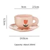 Super schattig Ins handgeknede koffiekop en schotel Creatief met de hand geschilderd Afternoon Tea-pak met schotel Girl Style Flower Tea Cup 240304