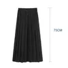 Japanese Student Girls Skirt School Uniform Solid Color Suit Pleated ShortMiddleLong High Elastic Waist Dress 240226