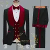 Ternos Szmanlizi 2022 mais recentes projetos preto floral festa blazer ternos masculinos traje homme noivo smoking casamento terno masculino 3 peças