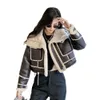 Winter New High 2023 Waist Genuine Leather Motorcycle Integrated Small Coat Women's Short Haining Lamb Fur Grass Jacket 5857