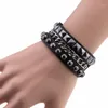 Charm Armband 2021 Fashion Multilayers Rock Spikes Rivet Chains Gothic Punk Wide Cuff Leather Armband Bangle for Women Men Jewe2518