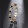 Дизайнерский браслет для женщин и мужчин, модные роскошные ювелирные браслеты с четырехлистным клевером, браслеты из титана и бриллиантов из розового золота 18 карат, браслеты для ногтей для женщин, праздничные подарки
