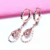 Boucles d'oreilles pendantes plaquées or violet 585, goutte de Rose 14K pour femmes, classique, découpe créative, bijoux de fiançailles étincelants exquis