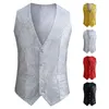 Herrvästar Solid Color Vest paljett ärmlös Slim Fit With Justerable Back Buckle For Stage Show Emcee Performance Shiny