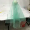 Mint Green Fingertip Bridal Veils Customized Soft Nylon Tulle Wedding Veil Raw Cut 70 Diameter Two Layer Circle Veil With Co252I