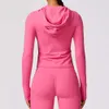 Lu Align Pant Manica a limone Donna Lunga con cappuccio Sport Fiess Yoga Camicia Inverno Caldo Palestra Top Activewear Corsa Cappotti Abbigliamento da allenamento Donna Palestra