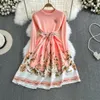 Sukienki swobodne jesienne zima elegancka kobiety mini sukienka lady vintage Casual Chicka Elastyczne elastyczne pasmo plisowane uliczne szatę femme vestidos 2024