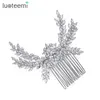 LUOTEEMI Lujo Cubic Zirconia Peine para el cabello nupcial Flor de cristal grande Mujeres Boda CZ Joyería para el cabello Bijoux femme Adornos Joyería 240305