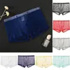 Cuecas masculinas ver através de malha roupa interior homem respirável fino fio líquido boxer briefs calcinha transparente boxershorts masculino inferior