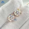 Large Stock S925 Sterling Silver White Gold Plated 0.5ct 1.0ct 2.0ct d Ef Color Moissanite Diamond Stud Earrings Uni