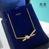 T family's new Knot Cross Necklace 925 Sterling Silver knot series kink belt drill clavicle chain straight248M