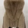 2023 Full HAINING Fashion Fox Hair Vest Slim Shoulder Fur Coat äkta läder Kort kvinnors slitage 6994