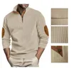 Sudaderas con capucha para hombre Sudadera retro Otoño Primavera Top Jersey con cuello alto Apliques de rayas Patchwork Suave para