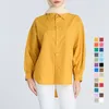 Kvinnors blusar 2024 Spring Solid Color Top European och American Pocket Decoration Basic Long Sleeve Shirt