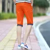Calças cortadas masculinas verão algodão puro fino em linha reta casual juventude versão coreana ajuste fino tendência cor combinando shorts para homem