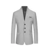Fashion Mens Formal Business Suit Blazer Stand Collar Single Breasted Slim Fit Casual Work Blazers Coat Clothing 240307