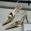 Eilyken ouro prata tornozelo fivela cinta bombas femininas sexy dedo do pé apontado fino salto alto estilingue vestido designer mules sapatos 240228