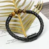 Bangle 1 pc 16,5 cm Handmade tecido corda de couro magnético encantos pulseira natural olho de tigre contas de pedra para homens jóias presente de festa