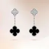 Designer Necklace VanCF Necklace Luxury Diamond Agate 18k Gold Clover Earrings and Earrings Quality Gold Versatile Earrings for Women