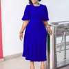 Etnik Giyim Yaz Bodycon Midi Elbise Afrika Kadın Zarif Ofis Leydi Yarım Kollu Düğme Dekor Etkinlik Etkinlik Akşam Partisi Kadın