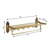 Aluminum Foldable Antique Brass Bath Towel Rack Active Bathroom Holder Double Shelf With Hooks Accessories 240304