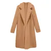 Kvinnorjackor Autumn Winter Long Coat for Women Plysch Warm Faux Fur Lambool Teddy Jacket Female Cardigan Outwear