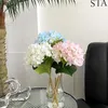 Flores decorativas buquê de hortênsias de seda artificial diy para vaso de casamento escritório el mesa peça central decoração de casa