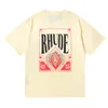 Mens Rhude T-shirt Kort ärm med sportkläder Hip-Hop Cartoon Print Letters Rainbow Color Womens Summer Fashion Cotton Rep Top Short Sleeved