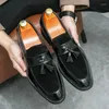 Casual Shoes Fashion Tassel Loafers Slip-On CasualWedding Suede Driving Male Moccasins Pointed Banquet Black Dress