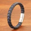 Bracelets de charme Bracelet pour hommes en cuir tressé marron et noir pour hommes bracelet en gros cadeaux masculins