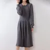 Casual Dresses Merino Wool Knitted Sweater Dress For Women Winter/ Autumn O-Neck Female Long Style Pullover Girl Clothes