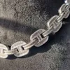 Collier pendentif en or blanc plein de diamants chaîne de couche lourde chaîne cubaine grand