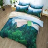 Conjuntos de cama Natural Maple Forest Set 3 Peça Rústica Queda Outono Árvore Capa de Edredão Verde Woodland Folhas Única Cama Dupla King