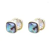 Boucles d'oreilles en Zircon bleu Double face pour femmes, Design de luxe léger, accessoires de bijoux en cristal élégants à la mode