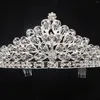 Pinzas para el cabello, diademas brillantes con diamantes de imitación, Tiaras y coronas de cristal ligeras de lujo, joyería de boda para novia, diademas de fiesta para mujeres y niñas