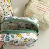 Borse per cosmetici Borsa per rossetti con fiori trapuntati in cotone da donna Custodia quadrata in stile coreano Piccola borsa per trucco da viaggio