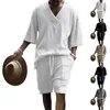 Men's Tracksuits 2024 Fashion Suit Summer Loose Casual Jacquard V-neck Short Sleeve Shorts Sports Two-piece Men In Stock