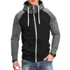 Erkek Hoodies Fermuar Kapatma Erkekler Ceket Kalın Kapüşonlu Patchwork Patchwork Orta Uzunluk Cepler Kış Sonbahar Hoodie