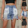 Shorts pour femmes femmes glands décontracté taille haute élastique lâche denim pantalon court pour trou déchiré évider streetwear jeans
