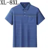 Men's Polos 8XL 7XL 6XL 2024 Summer Cotton Striped Polo Shirt Men High End Luxury Mens Shirts With Pocket Casual Loose Camisas